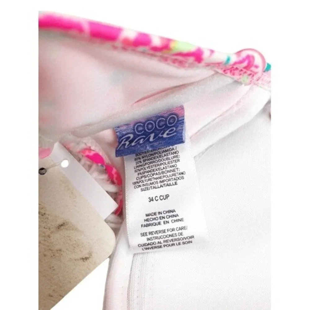 Coco Rave Nixie Bandeau Top Playa It Cool Pink Multi Size 34C